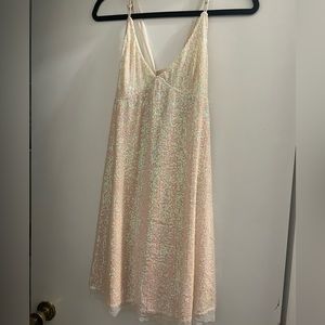 Free People White Sequin Mini Dress